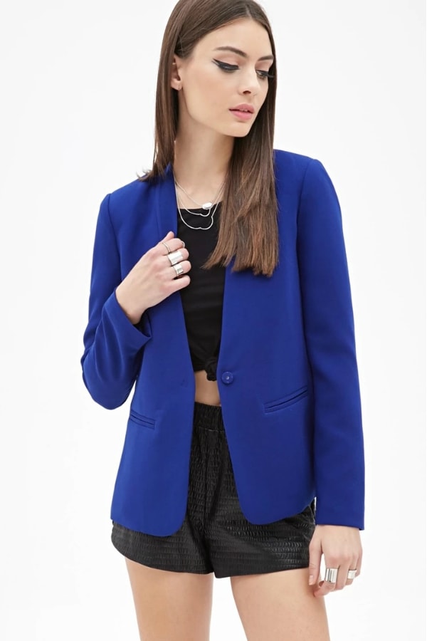 Acheter blazer femme bleu electrique pas cher N10226103K457 Blazer Montantes Vintage Femme bleu électrique