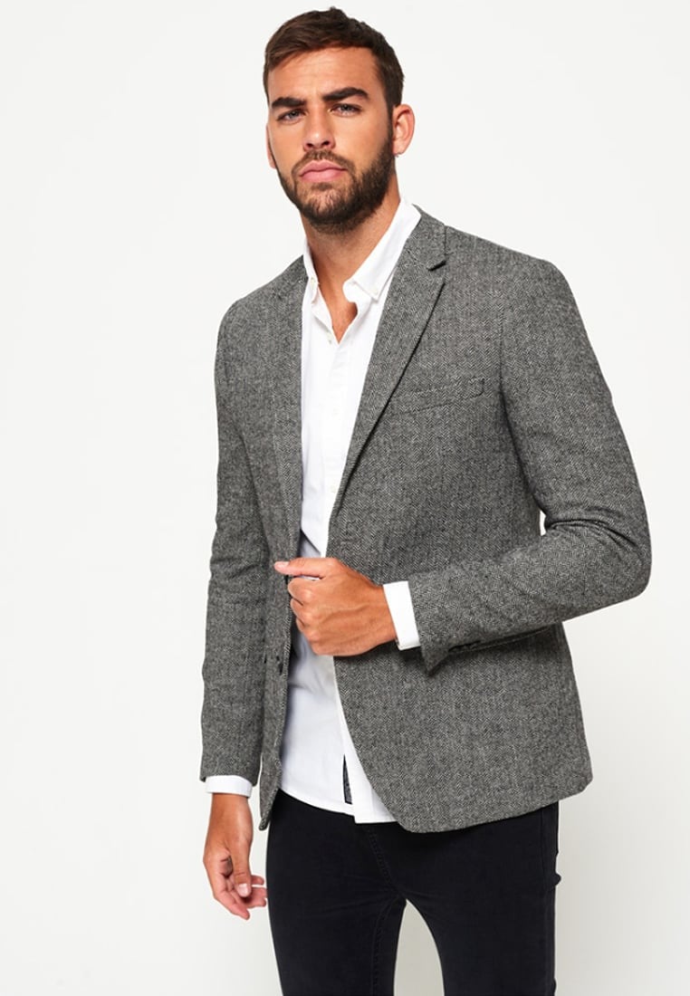 Hommes En C Laine Gris Veste Chiné tCq7aPtw